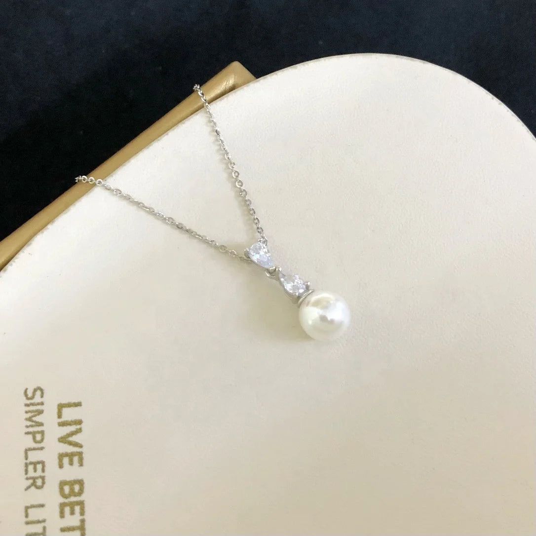 P1534 8-9mm DIY Natural  Freshwater Pearl Charm Pendant Necklace Accessory 925 Sterling Silver Jewelry for Women Without Chain