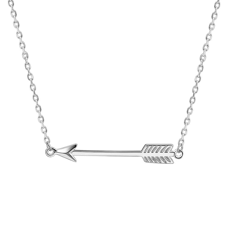 925 Sterling Silver Rhodium Plated Arrow Engraved Name Necklace Classic Wedding Engagement Birthday Party Gift Zircon