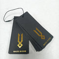 Custom Black Paper Clothing Hang Tags  Black Cardboard Tag With Hot Stamping Foil Hang Tag for Jeans T-shirt