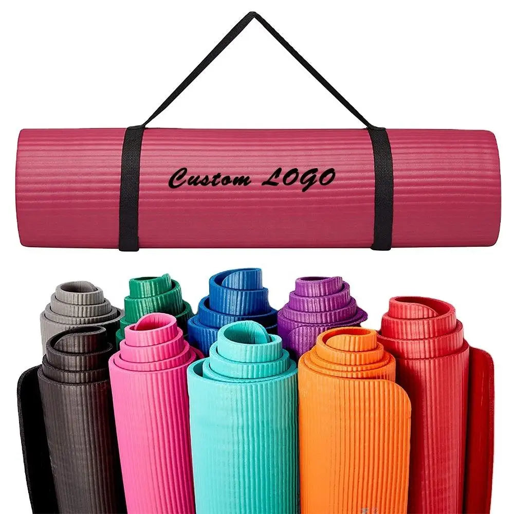 10mm Thick Large Comfortable Gym Exercise Carry Strap NBR Yoga Mat for Pilates and Other Yoga Practices