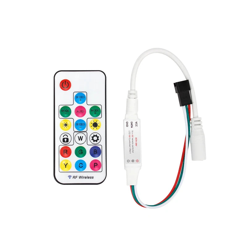 Factory Direct 5V 24V Full Color Spi Mini Rf 17key Remote Control Led Pixel Light Controller for WS2811WS2812B WS2813 USC1903