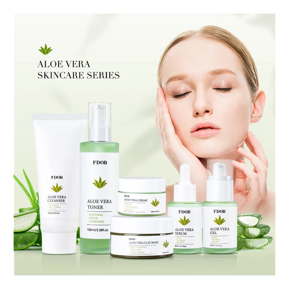 FDOB OEM ODM Private Label Own Brand Aloe Moisturizing Cream Facial Serum Skin Care Package