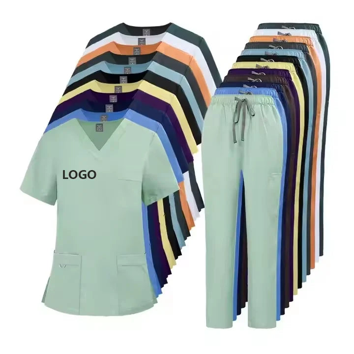 High Quality Hospital Uniforms Nurse Beauty Dental Salon Work Clothes Suit Custom LOGO Uniform Medical Scrubs Sets for Men Women