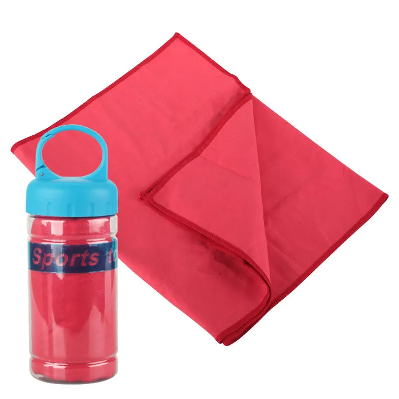 Custom Quick Dry Microfiber Gym Towel Lightweight Eco-Friendly Embossed Logo Plain Style with Bottle Packing