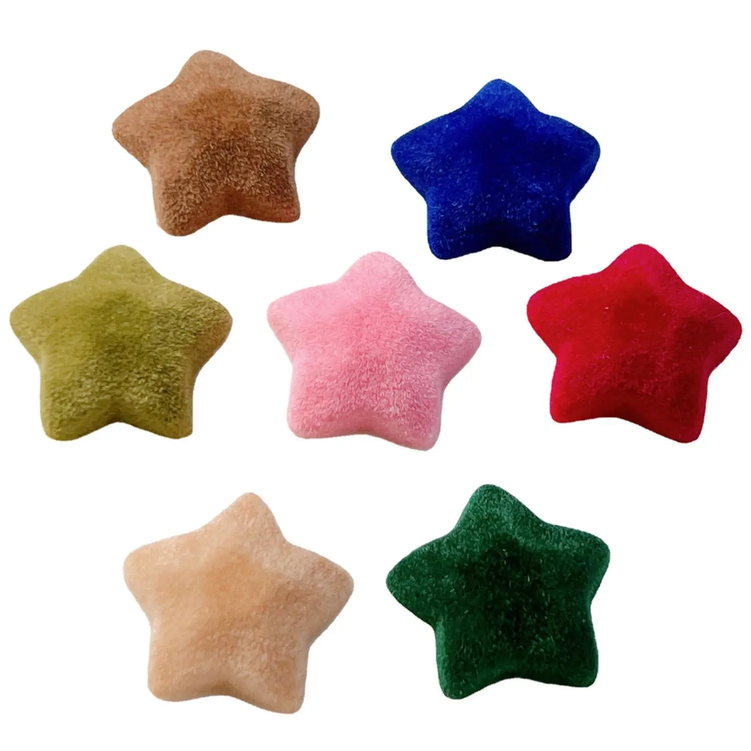 2.2cm Colorful Flatback Velvet Star Beads for DIY Earrings Resin Stars for Handmade Jewelry Ornament Decorated Phone