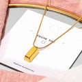 Custom Engraved Words Tiny Tags Necklace DIY Personalize Initial Rectangle Pendant Necklace Gold Plated Stainless Steel Jewelry