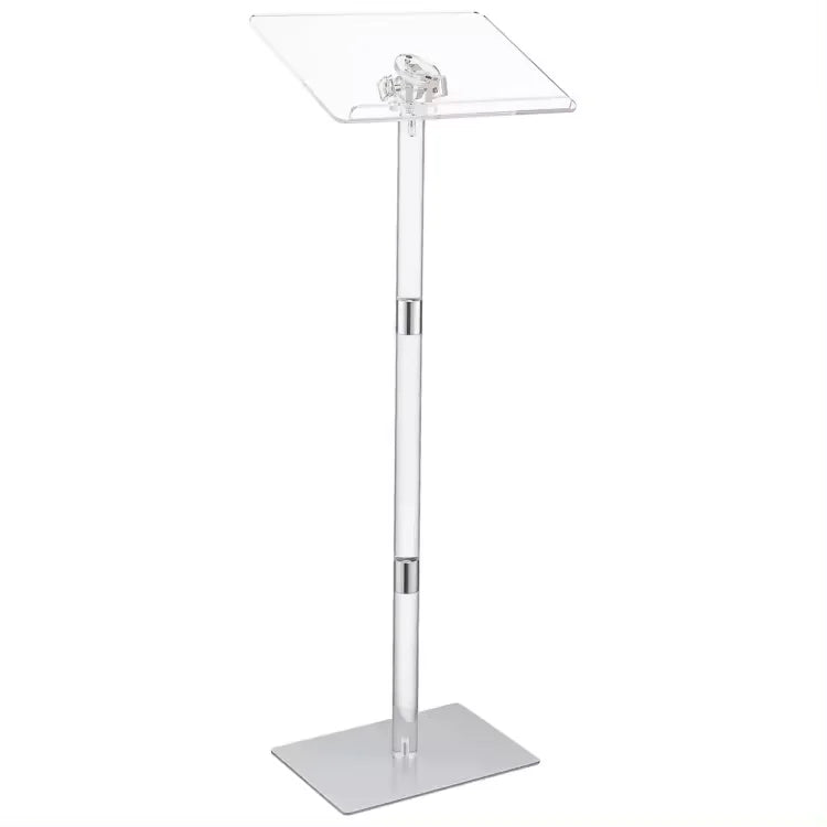 Modern Clear Acrylic Concert Podium Stand Adjustable Inclination Church Pulpit for School & Hotel Use