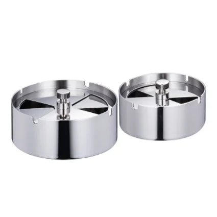 Hot Selling High-Grade Stainless Steel 201 Windproof Table Rotating Ashtray CNC Machined Milling Type 10cm/13cm/16cm Premium