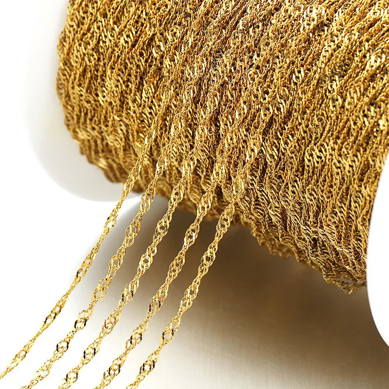 2 Meters/bag 18k Water Chain 2mm Stainless Steel Water Chain Simple Necklace Collarbone Chains for Jewelry Making
