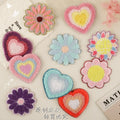 New Iron on Embroidered Colorful  Glitter Edge Chenille Daisy Flower Heart Patch for Hat Hoodies Decoration