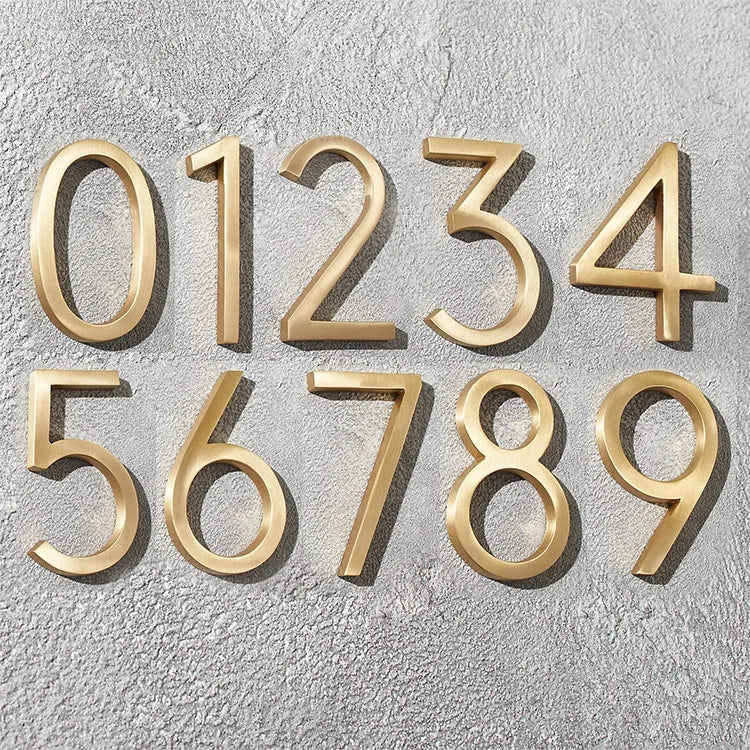 Cosun 6-Inch Modern Home Door Plates Acrylic Iron Exterior Door with Gold House Number Metal Floating Mount for Apartment