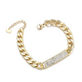 Women's Popular Gift Gold Plated Stainless Steel Cuban Chain Charming Bling Zircon Bracelet