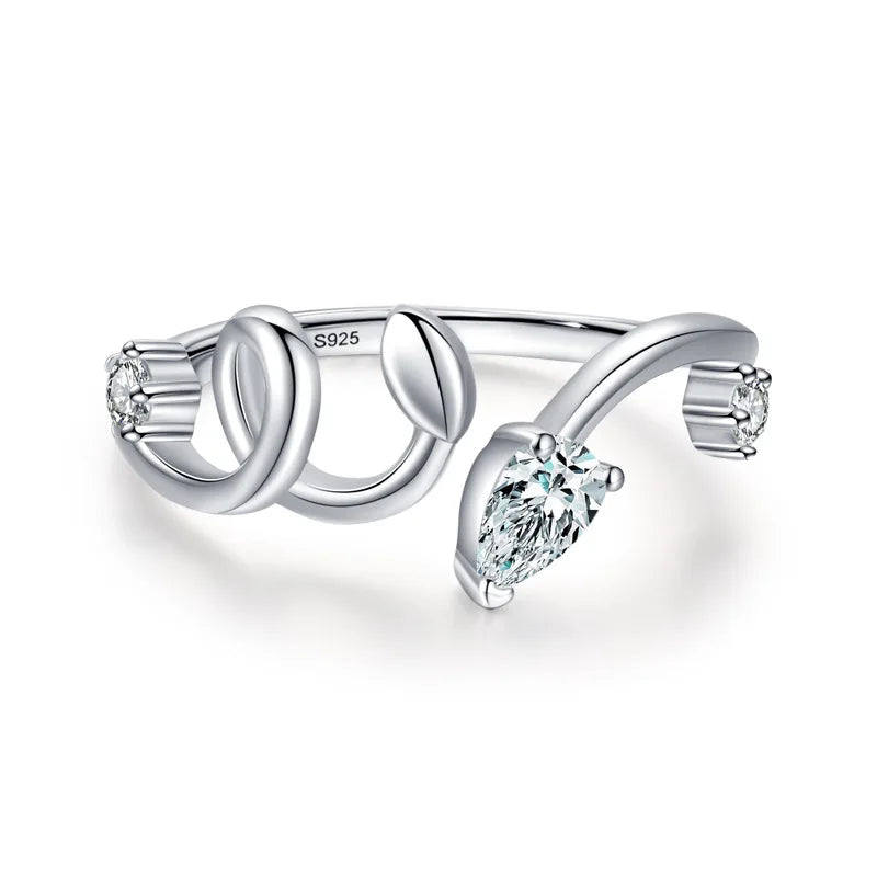 Fashion Latest Designs Wedding Ring for Women Luxury Imitation Diamond Ring S925 Sterling Silver Water Drop Diamond Ring