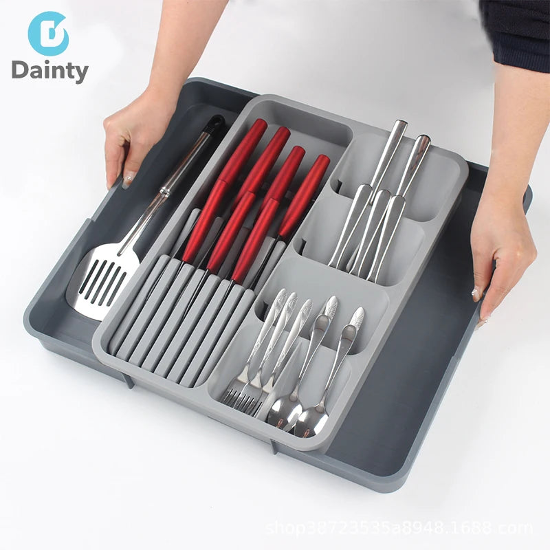 Plastic Flatware Organizer for Drawer Silverware Drawer Organizer Tray Kitchen Utensil Organizer