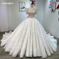 New Luxury Wedding Dress 2024 Original Design Full Beading Bridal Dress Sequined Lace Wedding Dresses With Short Sleeves Wm45