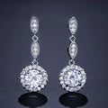 Fashionable Minimalist Geometric Round Zircon Earrings Elegant Versatile Women's Drop Earringsedding Party Jewelry