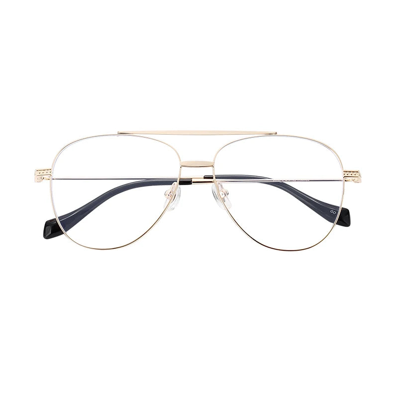 Customized Unisex Classic Gold Silver Titanium Metal Frame Optical Glasses Vintage Style Fashionable Diamond Face for Women Men