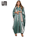 OEM Wholesale Fashion Solid Color Satin Abaya Dubai Loose Robe Gowns Kaftan Ladies Party Cardigan Maxi Dress