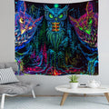 Woven Fluorescent Psychedelic Owl Mandala Tapestry Wall Hanging Bohemian Hippie Science Fiction Witchcraft Room Home Decor