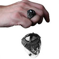 Hot Sales Turkey Azuris 925 Sterling Silver Men's Ring Ottoman Style Featuring Natural Black Stone Model VALKH1464