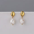 Simple Fashion 18k Gold Plated Stud Earrings Natural Pearl Earrings Jewelry