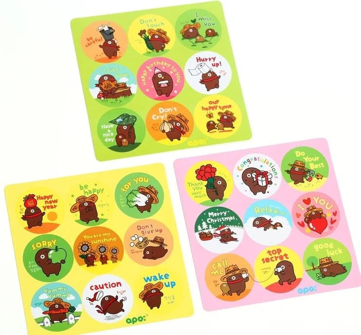 1sheets Cartoon Spermophile Circle Seal Sticker for Handmade Products 35mm Round Gift Sealing Sticker Students' DIY Note Label
