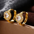 Huitan Luxury Diamond Cubic Zirconia Hoop Ear Rings for Girls Women Iced Out 925 Silver Gold Plated Stud Bling Bling Earrings