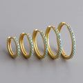 2024 NEW Fashion 925 Sterling Silver Simple Round Different Size Turquoise Zircon Gold Plated Hoop Earring for Women