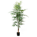 5 Feet Tall 150CM Realistic Fake Silk Leaf Artificial Fernleaf Bamboo Plant for Front or Side Yard Hedge Patio Indoors Decor