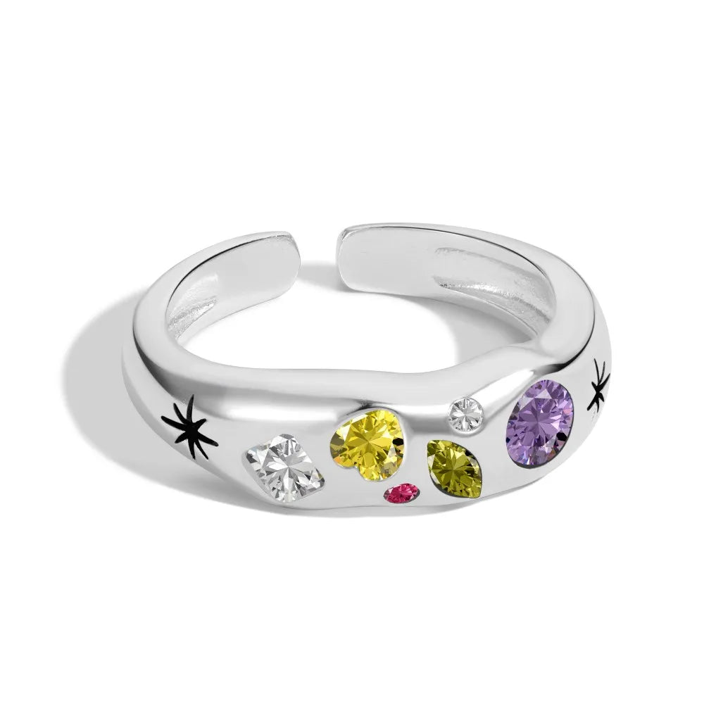 Fine Non Tarnish 925 Sterling Silver Ring Colorful 5A Cz Cubic Zirconia Promise Engagement Daily Wear Rings Jewelry Women