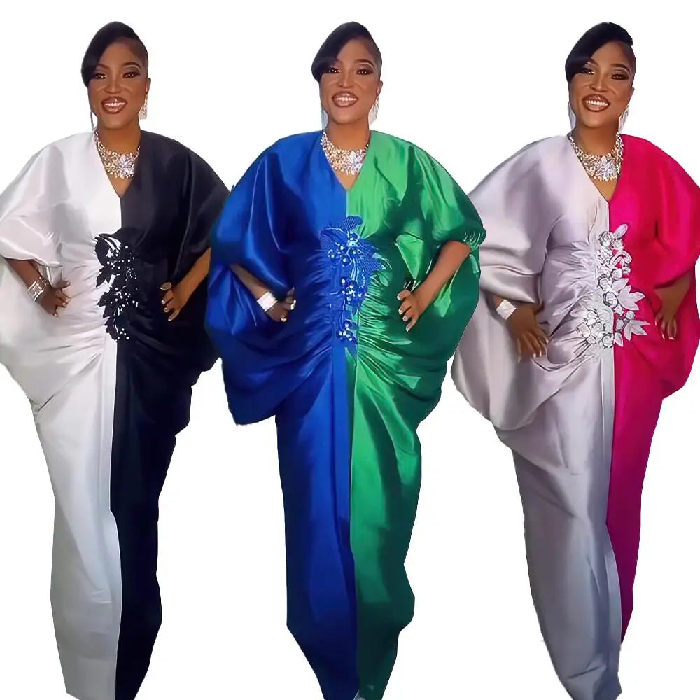 Fresh Boubou Women African Women Dresses Plus Size African Dresses for Women Clothing Color Blocking