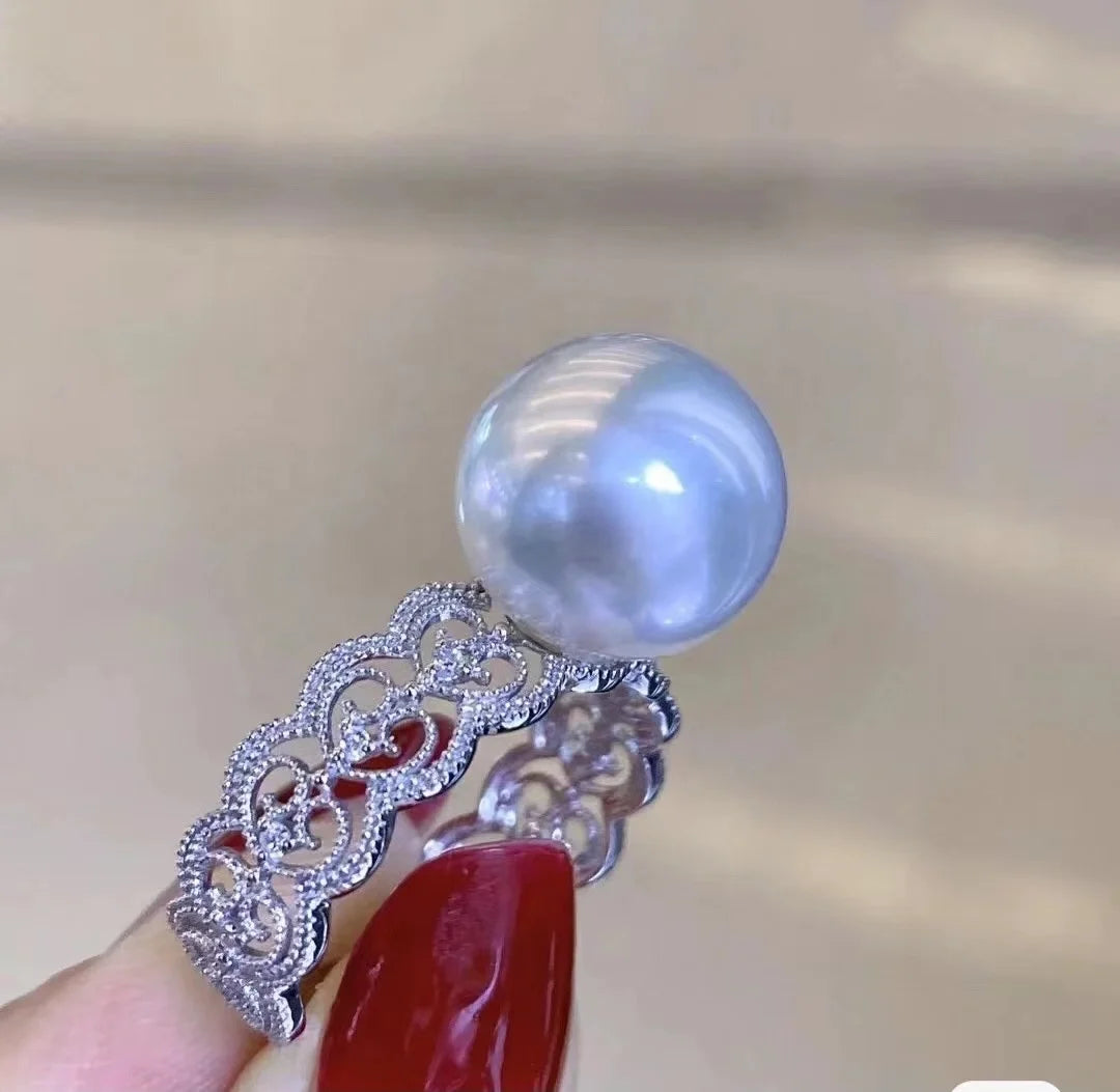 R1070 9-10mm Natural Freshwater Pearl Ring Accessory 925 Sterling Silver Adjustable Size Engagement Jewelry Ring for Women