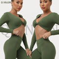 New Women'S Fitness Apparel Ropa Deportiva Mujer Yoga Tops Activewear Workout Long Sleeve Crop Top