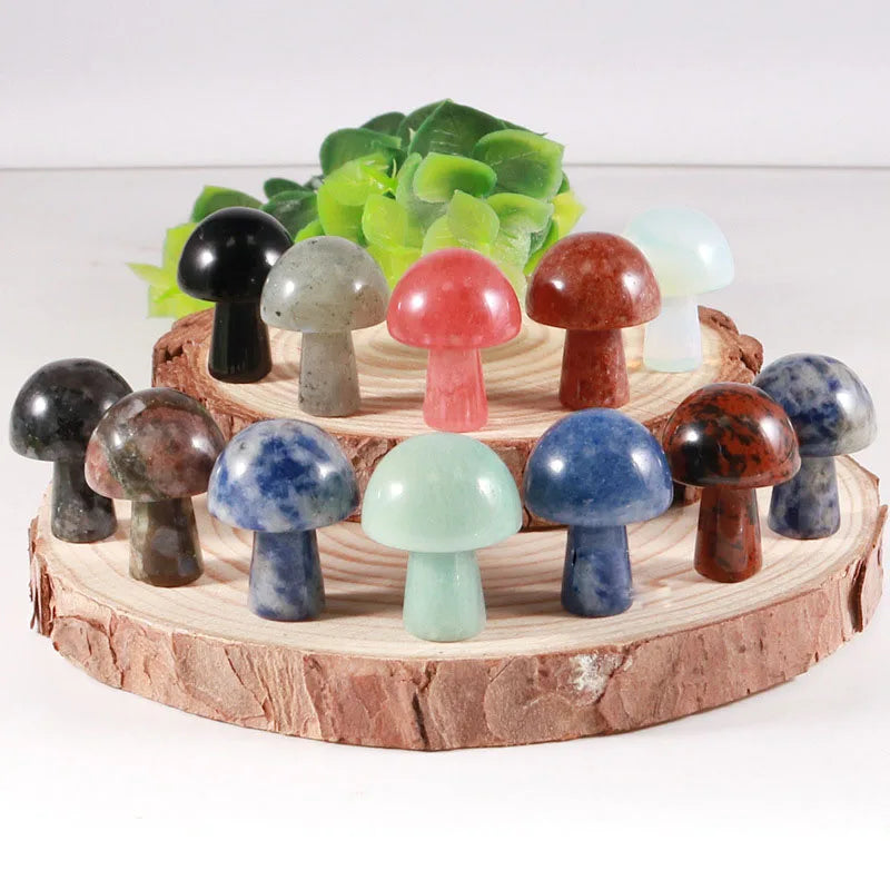 DIY Wholesale Natural Crystal Polishing Hand Carved Healing Gemstone Fluorite Mushrooms