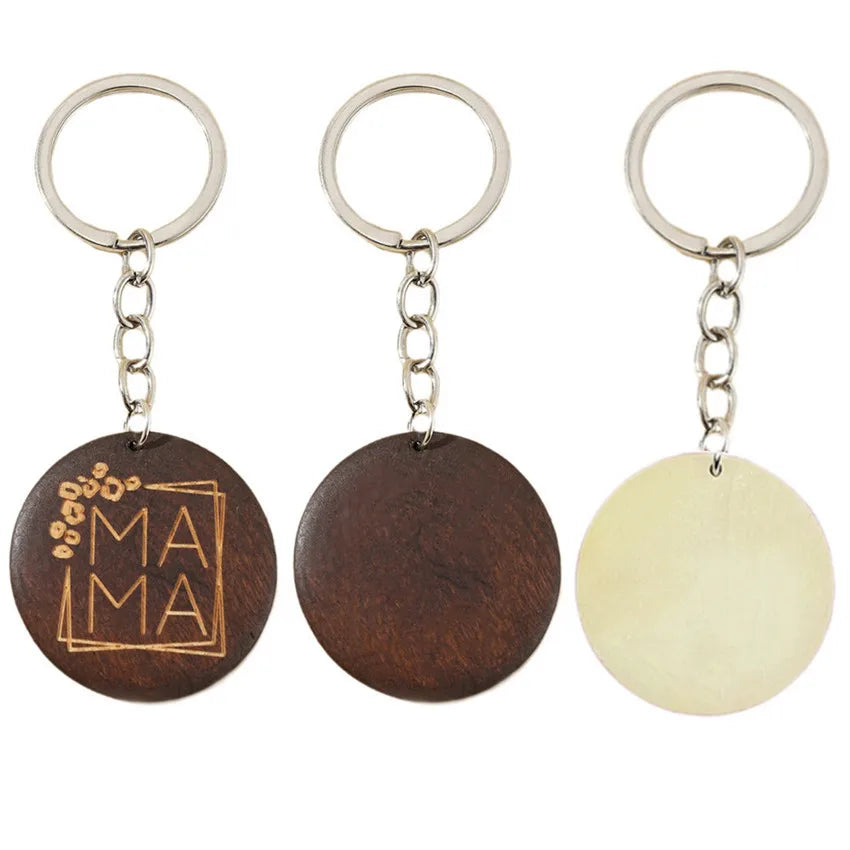 Customized Engraved Wooden Brand Natural Crystal Pendant Keychain for Mum-Perfect Mother's Day Gift