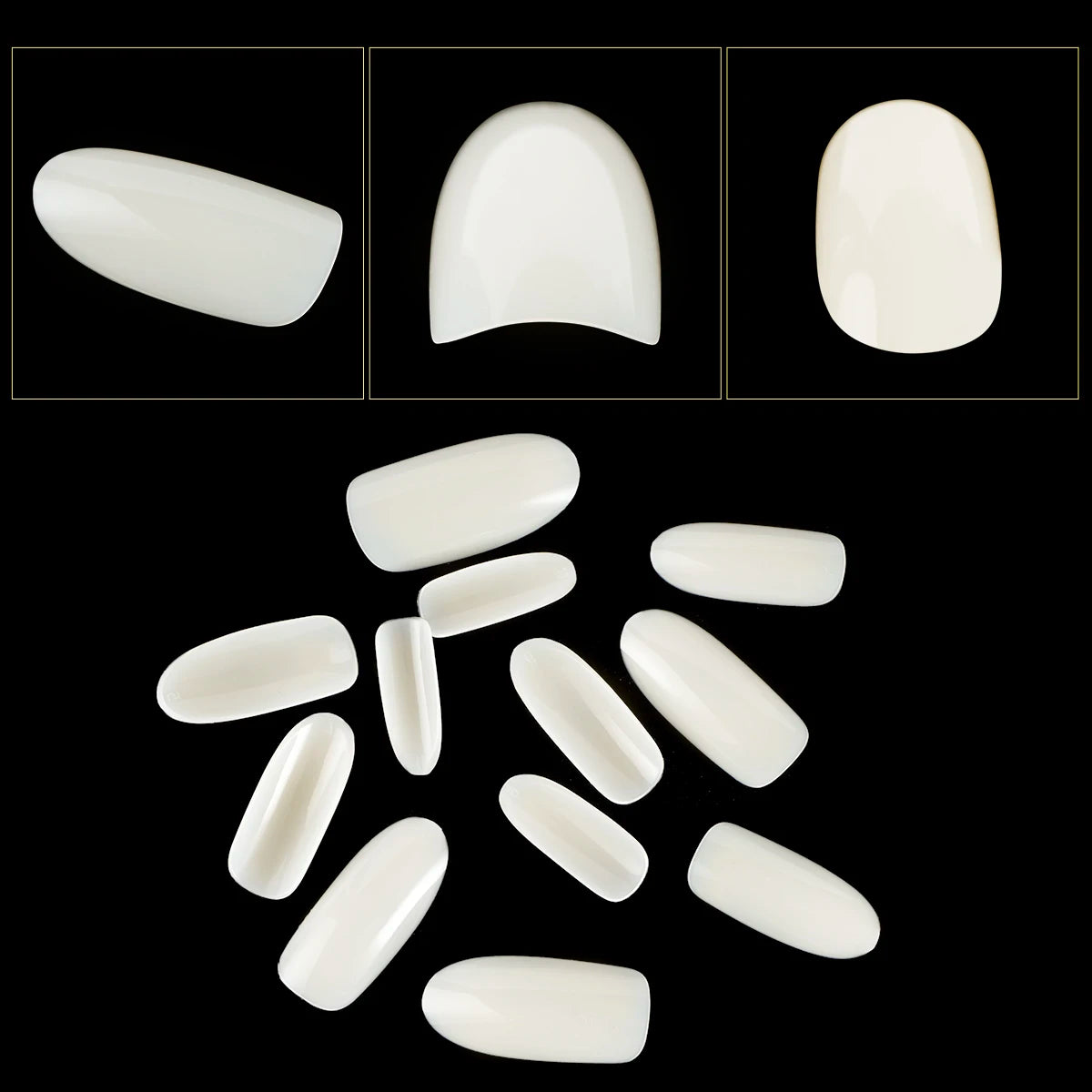 2024 New Extended 120-Piece ABS Nail Plate 1-Box Natural Color French Nail Flakes Reusable Butterfly Square Flakes for Nail Art