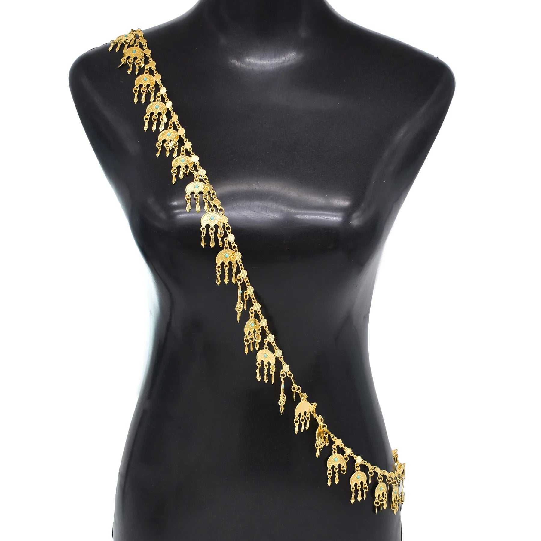 Gold Silver Color Hollowout Flower Leaves Coin Tassel Shoulder Chain Body Chain Gold Shawl Shoulder Chain
