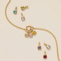 Y269 Wholesale Collar PVD 18K Gold Plated Birth Stone Square Shaped Colorful Zircon Birthstone Pendant Women Necklaces