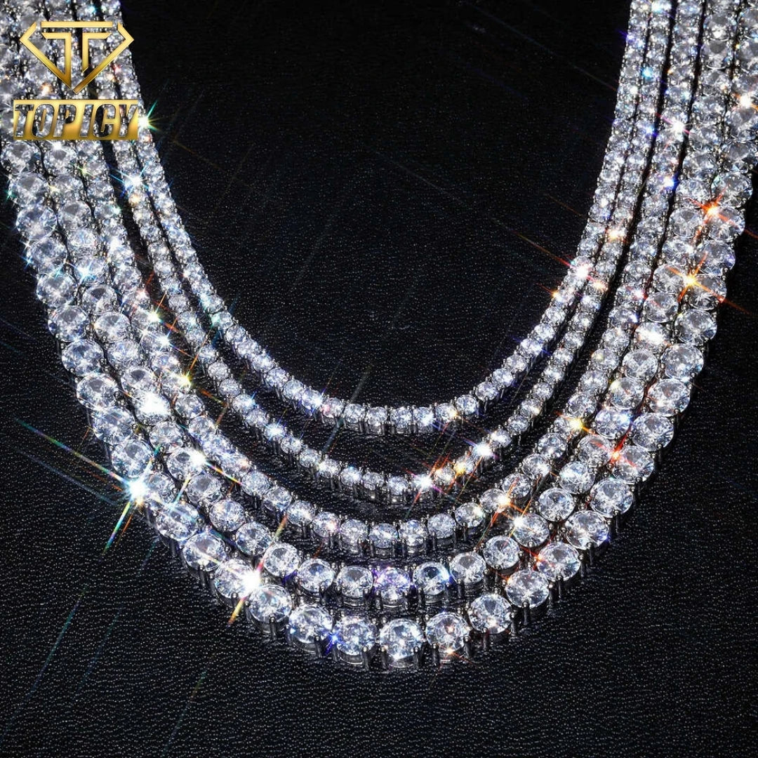 Hiphop 3mm-5mm Moissanite Tennis Chain Iced Out 925 Silver Moissanite Bracelet Pass Diamond Tester VVS D Tennis Chain