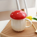 Tiktok Popular Creative Mushroom Cup Mug Coffee Cup Black White Box Cartoon Glass Cup Mugs Giveaways Ceramic Mug with Spoon