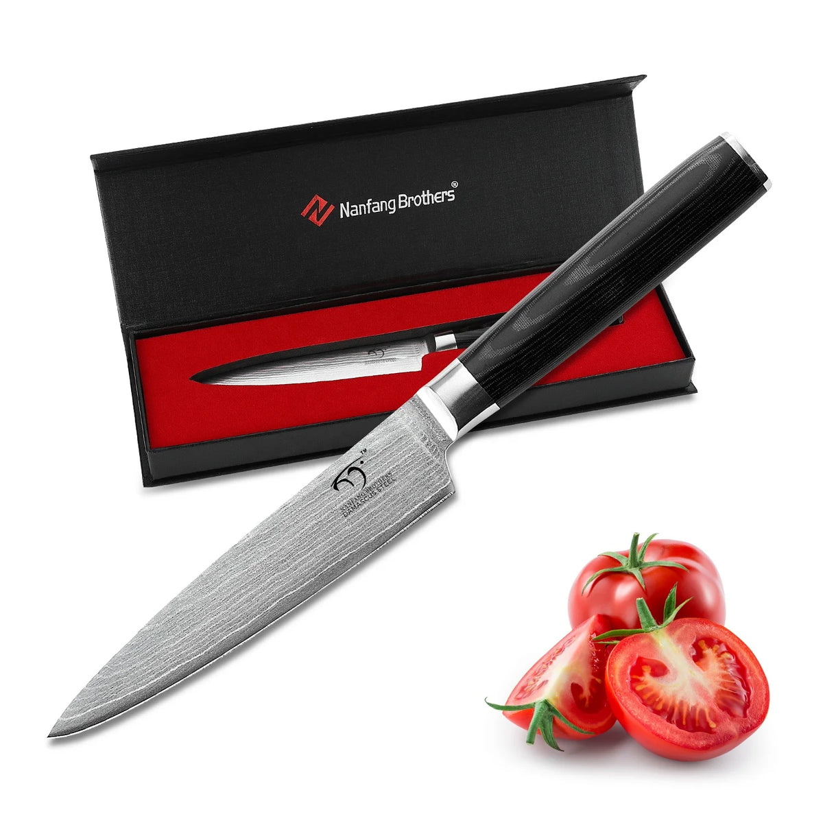 Damascus Utility Knife 5.5 Inch Professional VG-10 Damascus Steel Knife Comfortable Ergonomic ABS Handle MegaBDM