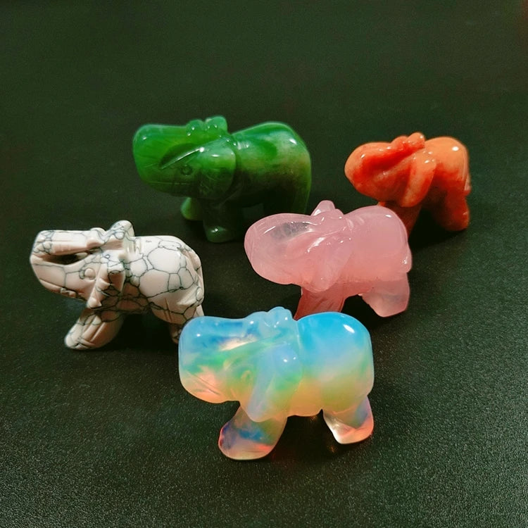 2025 Wholesale Natural Mixed Stone Animals Mixed Carving Gemstone Elephant Crystal Elephants Carving for Crystal Decoration