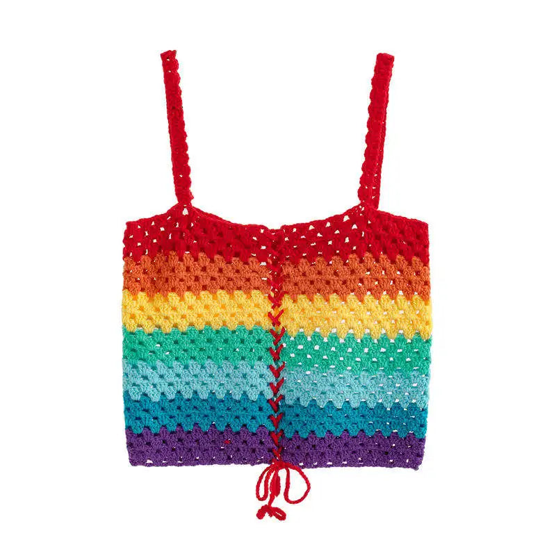 Custom OEM & ODM Crocheted Women Sweater Vest Hollow Out Hand Crocheted Knitwear Camisole Sweater Tops Kint Vest