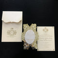 Custom Made Laser Cut Gold Mirror Foiling Acrylic Wedding Invitation Card With Stamping Envelope