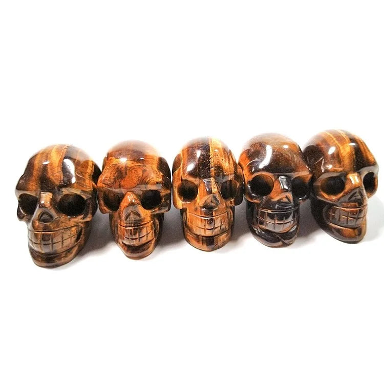 Huiying Top sale 2 inch stone hand carved yellow tiger eye head skulls decoration Crafts