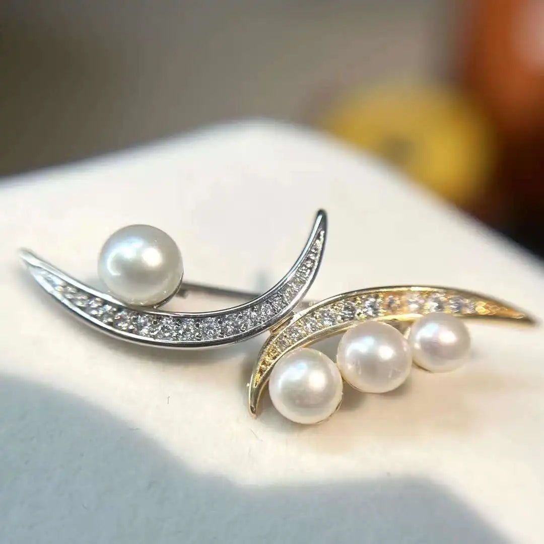 Summer Collection Exquisite 3-6mm Natural Freshwater Pearl Brooch Pins Bimonthly Flagship Design for Men Women for Engagement