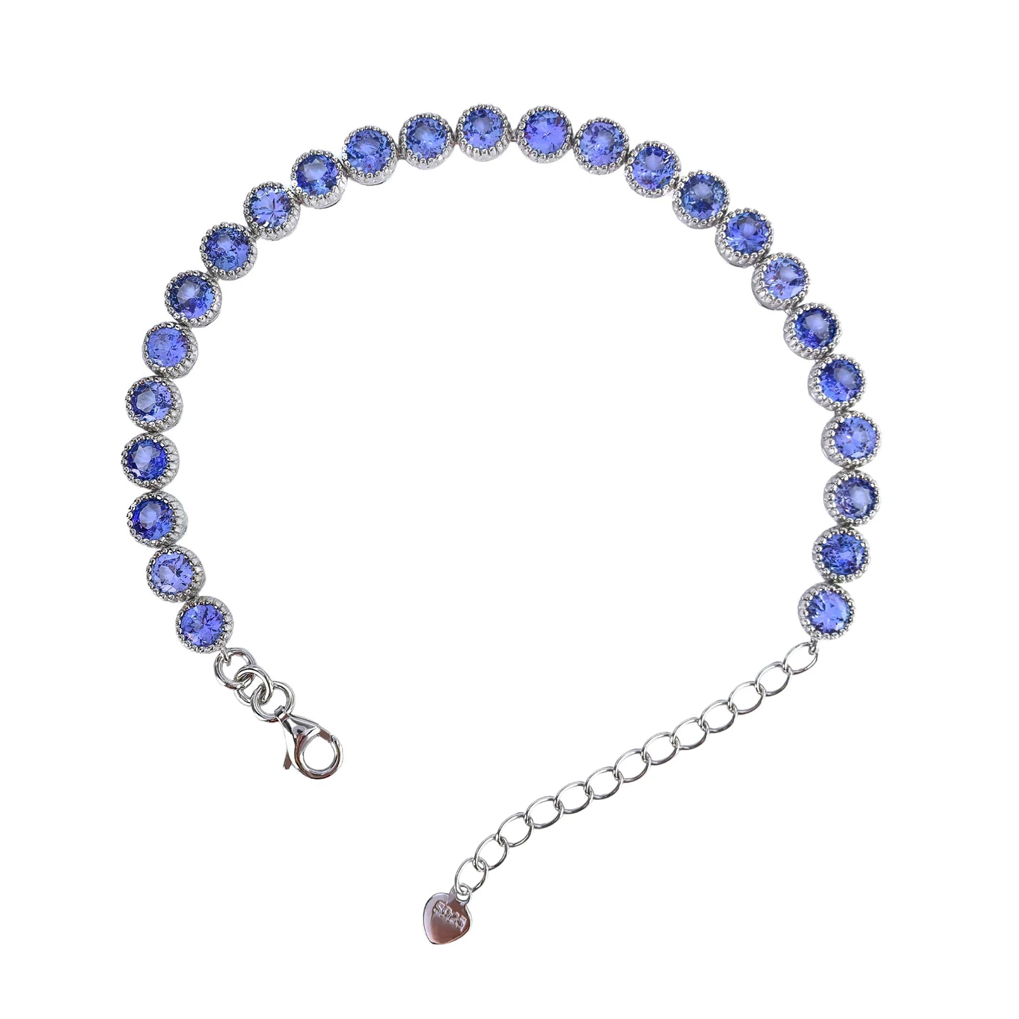 Exquisite Rhodium Plated Silver 925 Jewelry Natural Tanzanite Bracelet for Women Fine Bracelets Bangles Party Wear