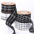 Factory Luxury Style Tweed Fabric Checked Plaid Woven Ribbon Decorative Wired Vintage Gift Ribbons Valentine Day