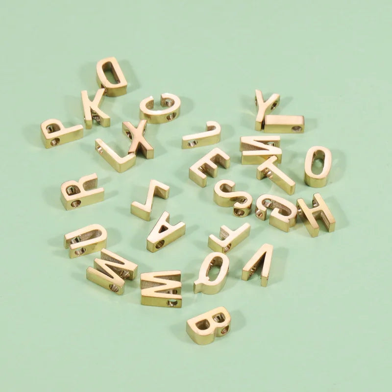 8mm DIY Stainless Steel Tiny Alphabet Initial Letter for Name DIY Bracelet Charms