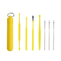 HONGSTARS Multifunctional Makeup Tools Cleaner 7-Piece Portable Stainless Steel Yellow Ear Care Tool Kit Spiral Ear Pickup Easy
